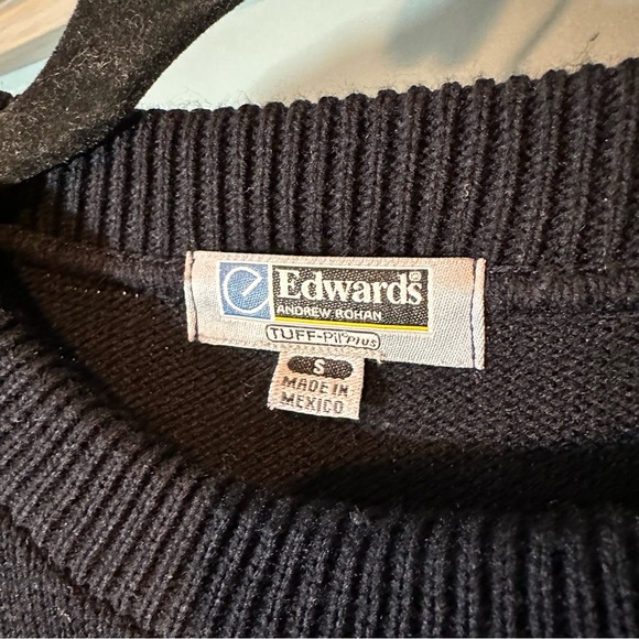 Edwards Andrew Rohan Navy Blue with Light Blue C Embroidered Varsity Sweater - Picture 8 of 9